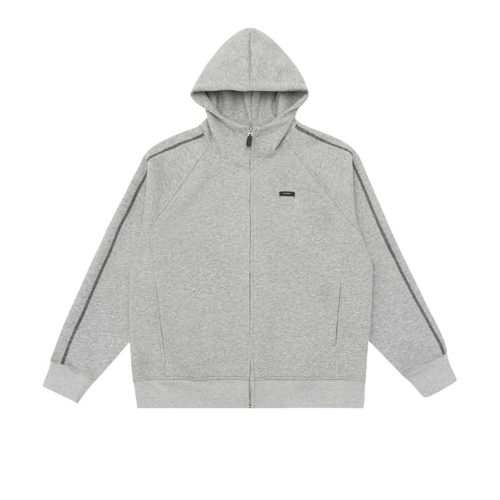 Unisex Oversize Reißverschluss-Kapuzenjacke mit Raglannähten und Rippenbündchen Drune