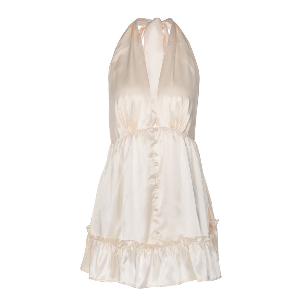 Damen Elegantes Top mit tiefem V-Ausschnitt und Rüschendetails Drune