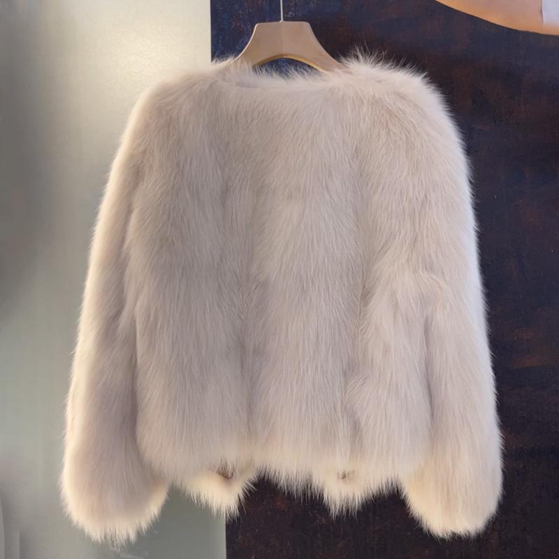 Damen kuschelige Kunstfelljacke mit elegantem Schnitt und dekorativen Schnallen Drune