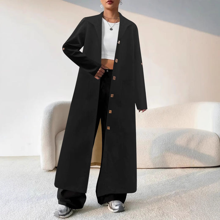Damen Longline-Mantel mit Hemdkragen und Oversize-Silhouette Drune
