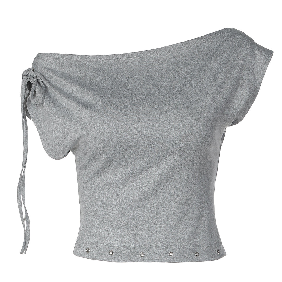Damen trendiges Crop-Top mit schulterfreier Gestaltung Drune