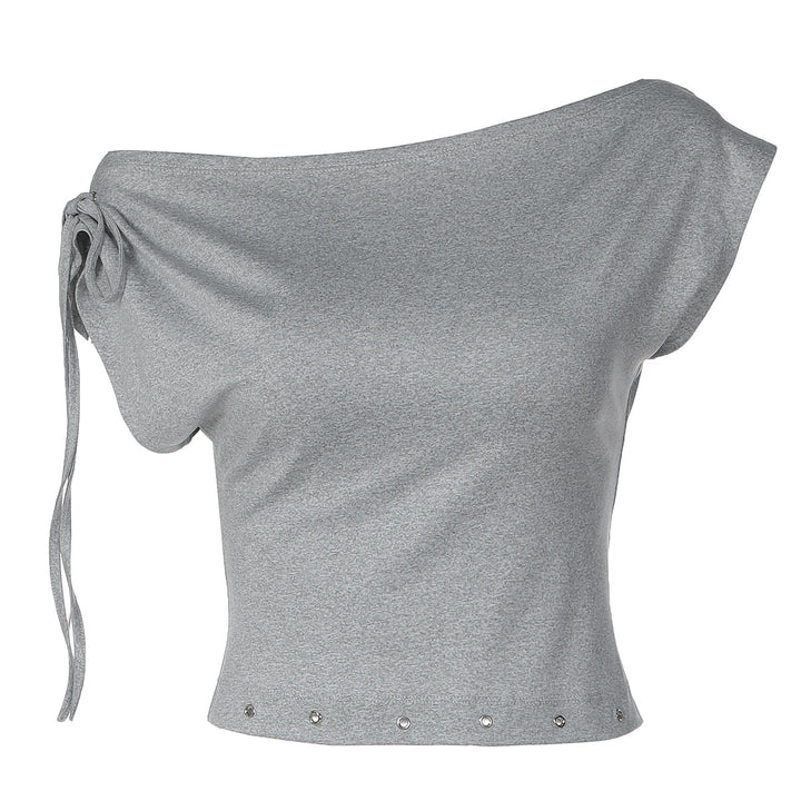 Damen trendiges Crop-Top mit schulterfreier Gestaltung Drune