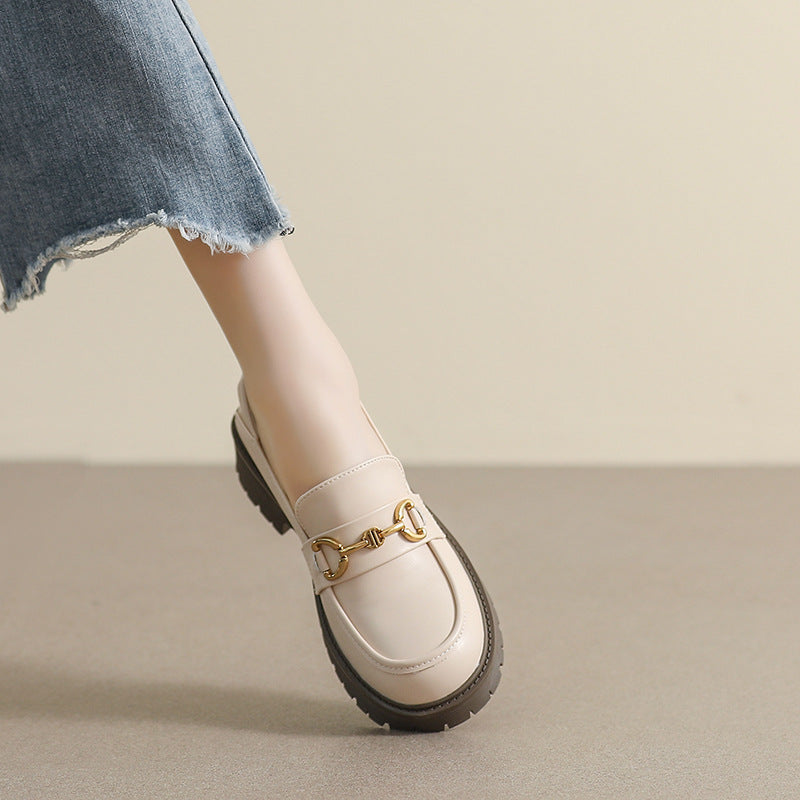Damen Mokassin-Schuhe mit modischer Schnallenverzierung und robuster Sohle Drune
