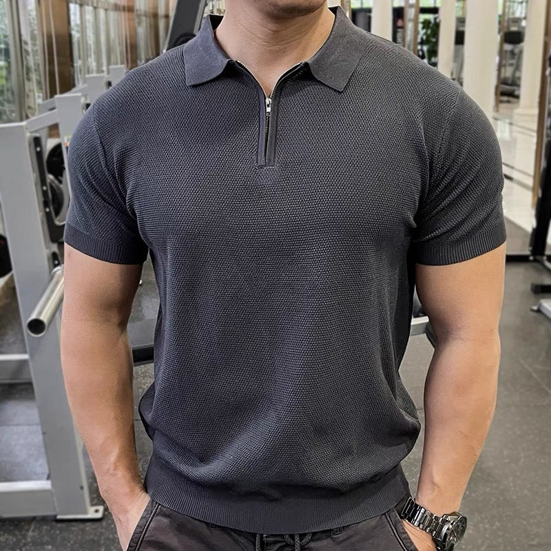 Herren Strukturierte Kurzarm Poloshirt Drune