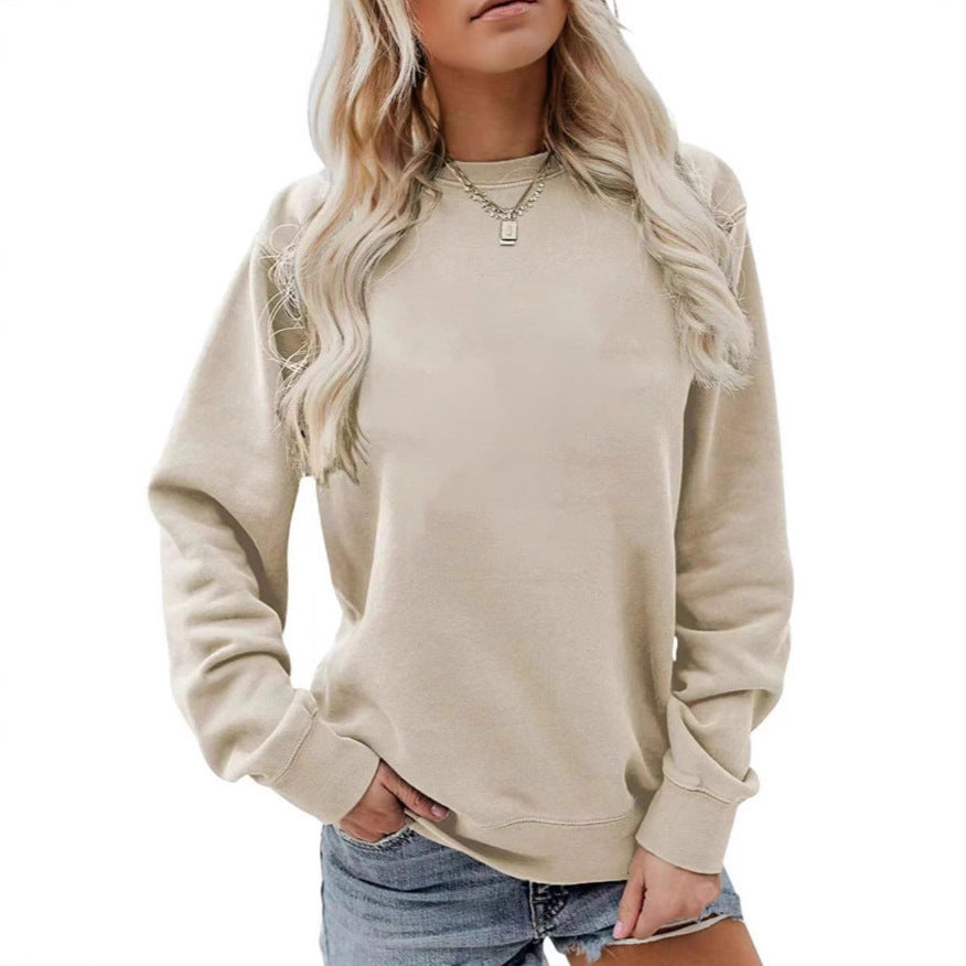 Damen nan lässiges Oversize Sweatshirt mit Rundhalsausschnitt und weichem Baumwollfleece Drune