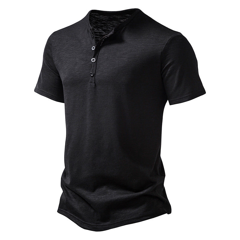 Herren Kurzarm Henley-T-Shirt mit Knopfleiste und atmungsaktivem Material Drune