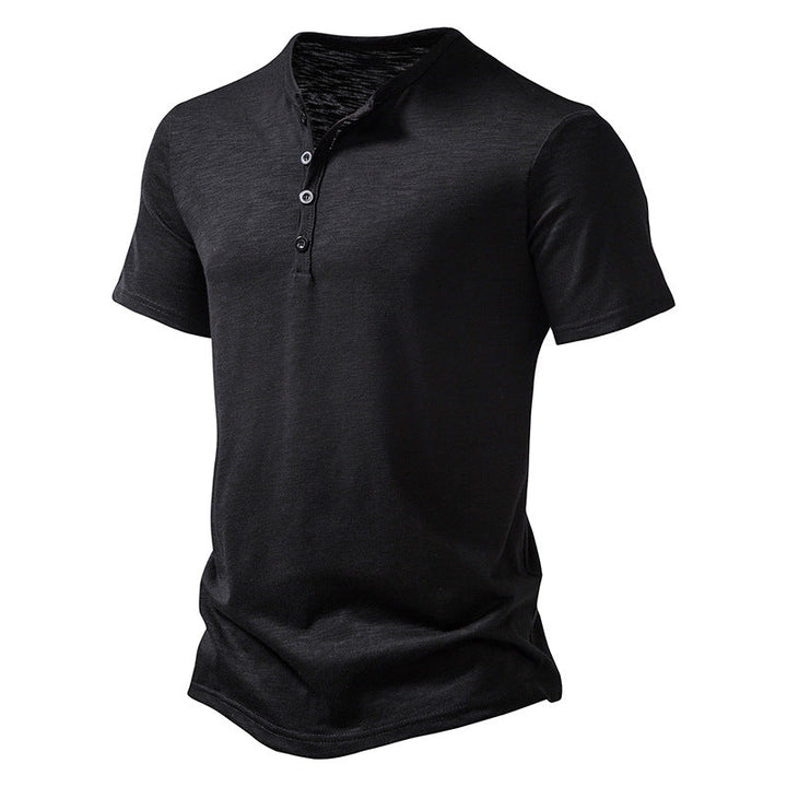 Herren Kurzarm Henley-T-Shirt mit Knopfleiste und atmungsaktivem Material Drune