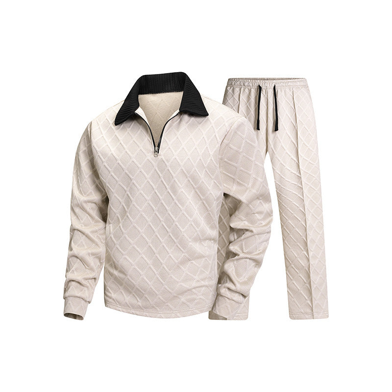 Herren Elegantes gesteppter Lounge-Set mit Halbzip-Kragen & Kordelbund Drune