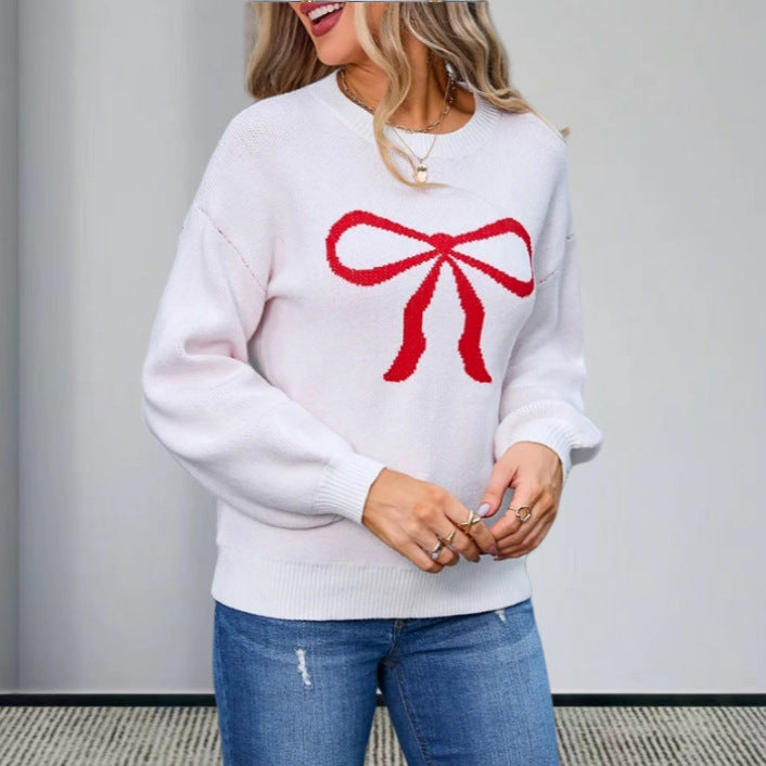 Damen Strickpullover mit charmantem Schleifenmotiv und modischen Details Drune
