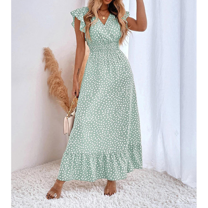 Damen Maxikleid mit lässigen Volantärmeln und elegantem Rüschenabschluss Drune