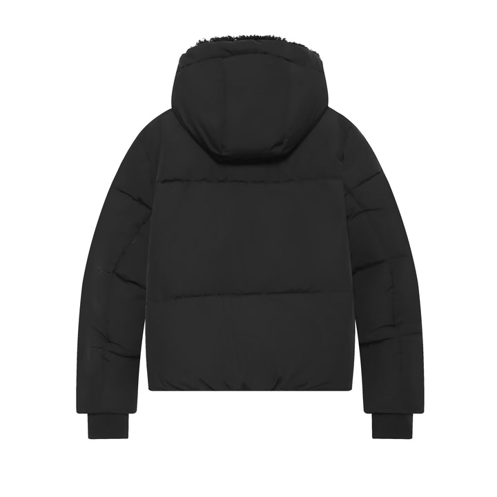 Damen Kurze wattierte Steppjacke mit Teddygefütterter Kapuze Drune