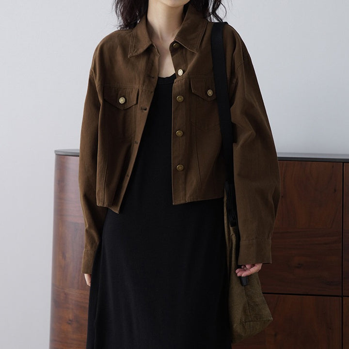 Damen Modische Oversized-Jacke mit Knöpfen und praktischen Taschen Drune