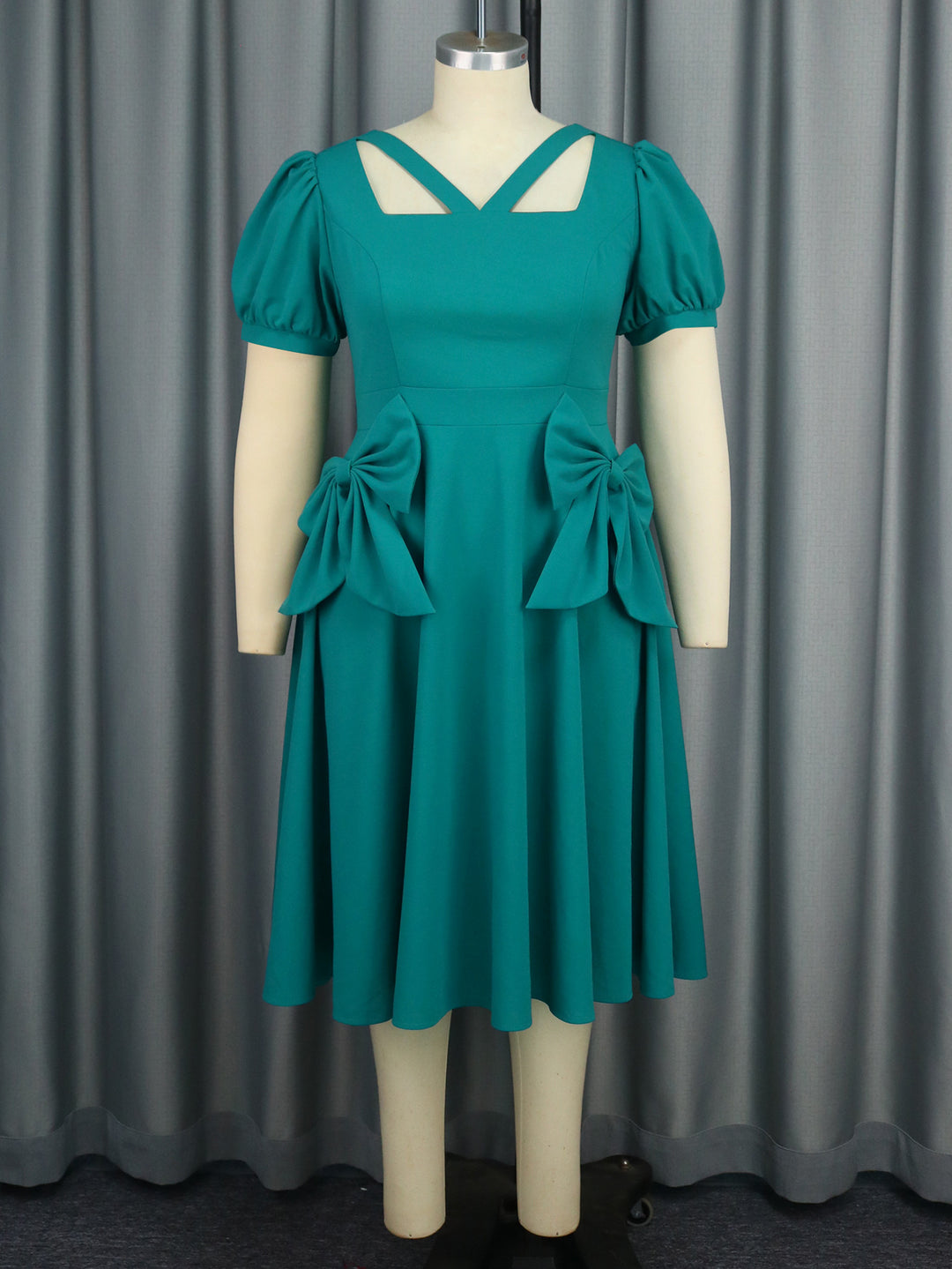 Damen Komfortables Kleid mit voluminösen Schleifen-Details Drune