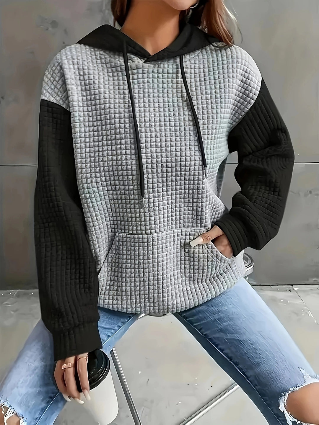 Damen Sweatshirt mit strukturiertem Gewebe und lässigem Schnitt Drune