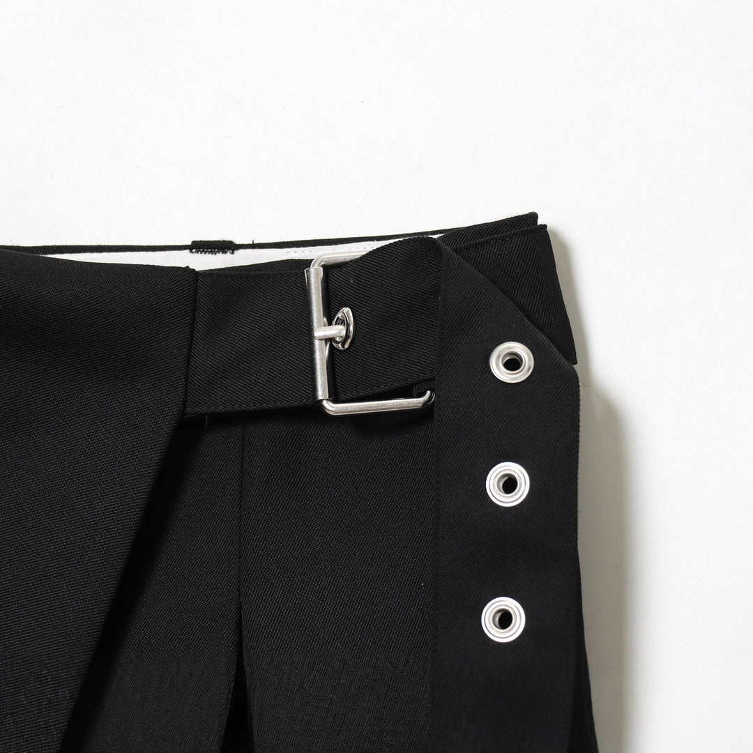 Damen nan Wickelhose mit weitem Bein, Zierösen-Bund und drapiertem Überlappungsrock-Detail Drune
