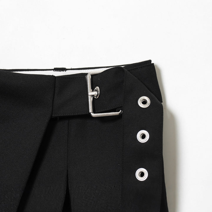 Damen nan Wickelhose mit weitem Bein, Zierösen-Bund und drapiertem Überlappungsrock-Detail Drune