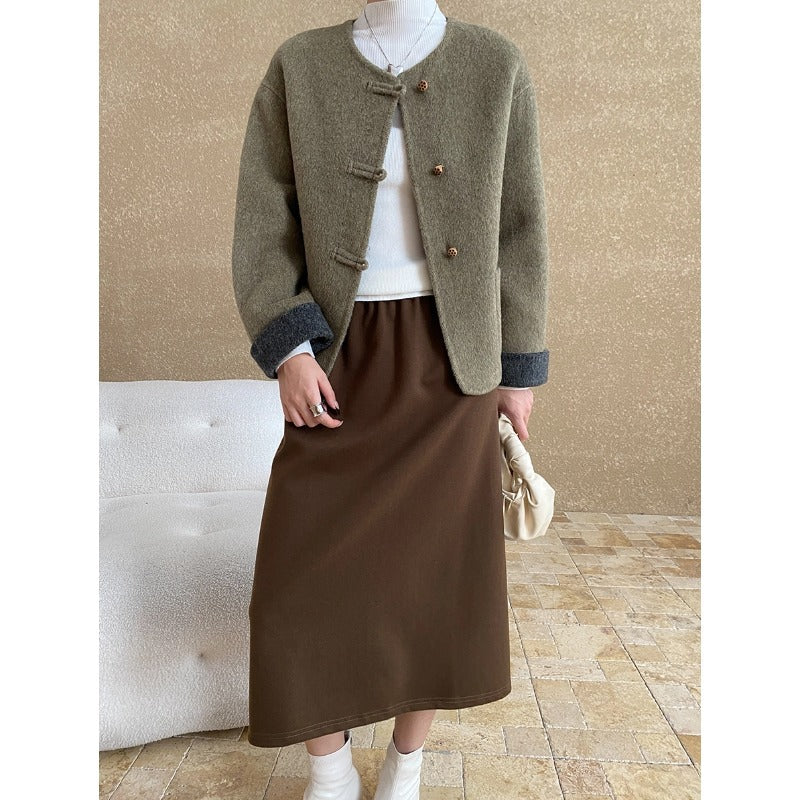 Damen elegante Wolljacke mit Knopfdetails und zeitlosem Design Drune