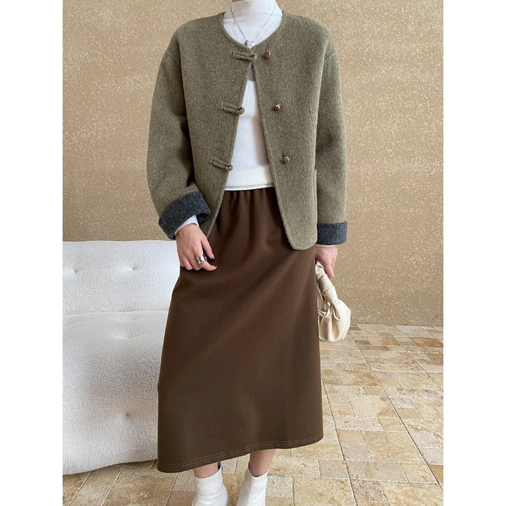 Damen elegante Wolljacke mit Knopfdetails und zeitlosem Design Drune