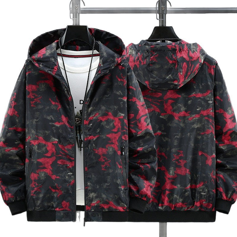 Herren Modische Kapuzenjacke mit Camouflage-Muster Drune