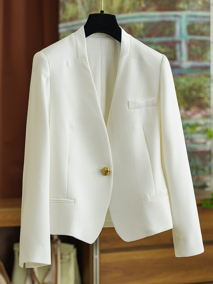 Damen Klassischer Blazer mit glänzendem Knopf Drune