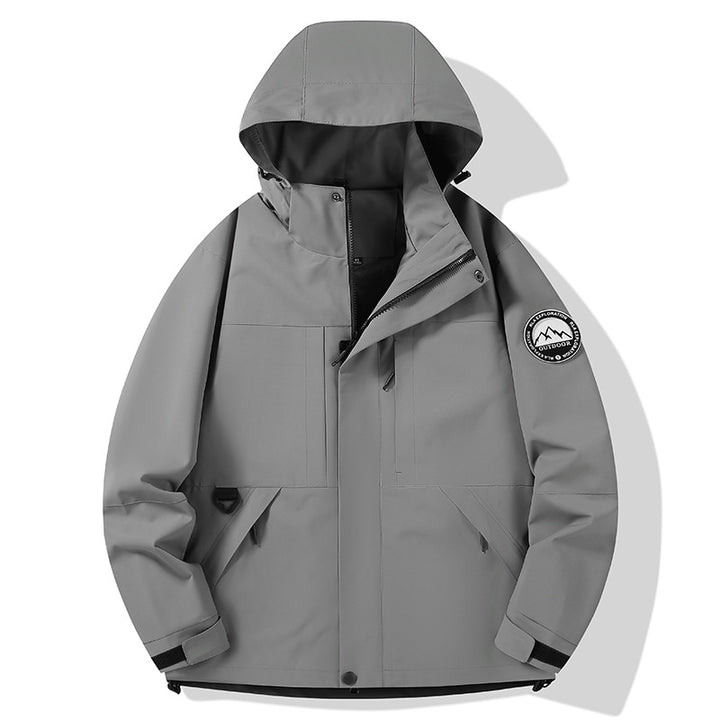 Damen wasserdichte Hardshell-Outdoorjacke mit Kapuze und Multifunktionstaschen Drune