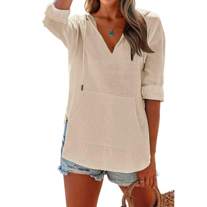 Damen Legere Bluse mit Kapuze Drune