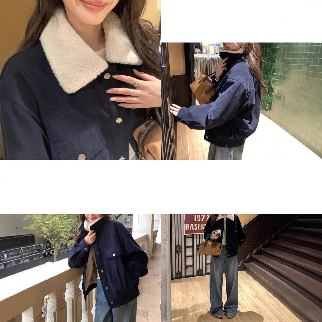 Damen Übergangsjacke mit Kunstfellkragen Drune