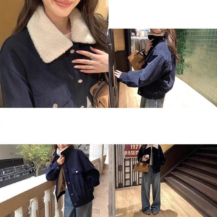 Damen Übergangsjacke mit Kunstfellkragen Drune