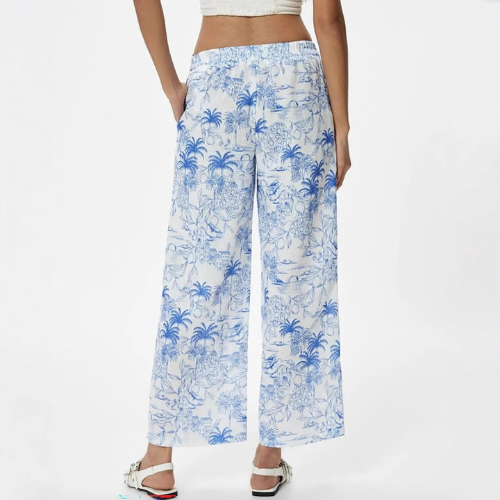 Damen Palazzo-Hose mit floralem Muster und weitem Schnitt Drune