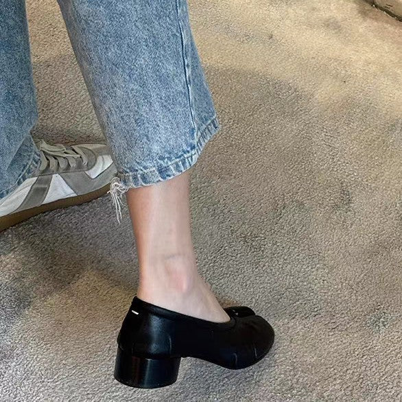 Damen Ballerinas mit spezieller Zehenöffnung und komfortablem Blockabsatz Drune