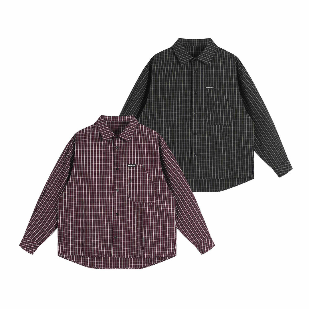 Unisex Boxy-Hemdjacke im Oversize-Kastenschnitt mit Kentkragen, Brusttasche und verlängertem Rückensaum Drune