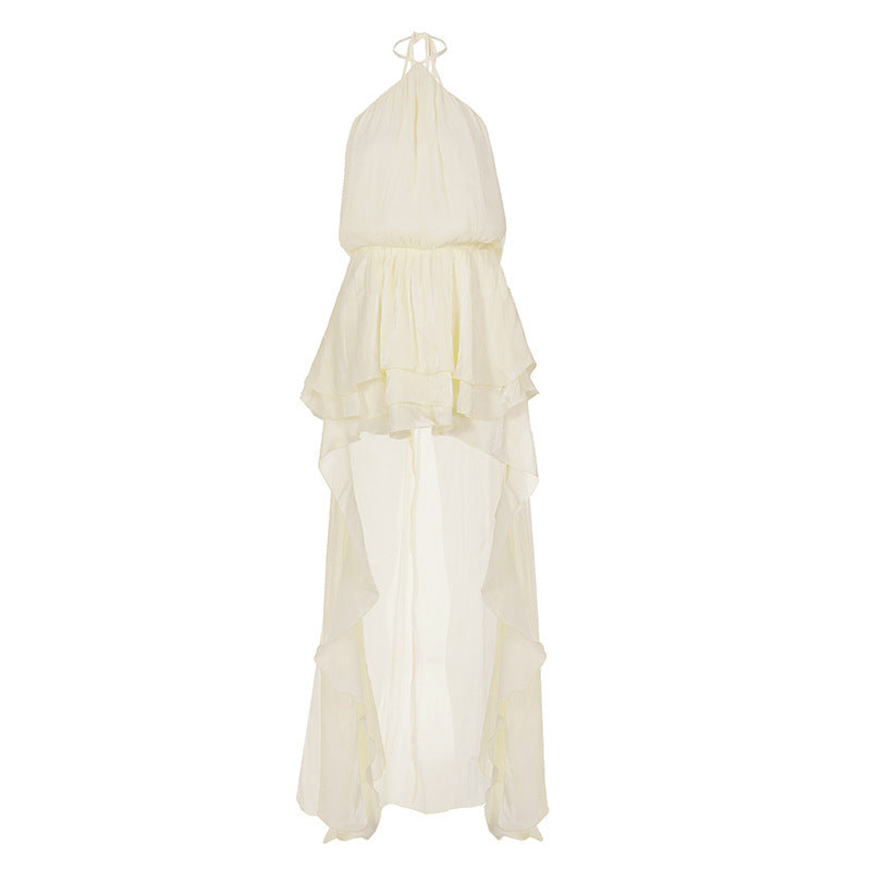 Damen leichtes Wickelkleid mit Volant und asymmetrischem Saum Drune