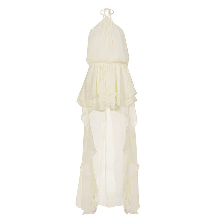 Damen leichtes Wickelkleid mit Volant und asymmetrischem Saum Drune
