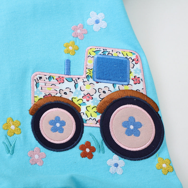 Mädchen Tüllkleid mit verspieltem Lama- und Traktor-Design Drune