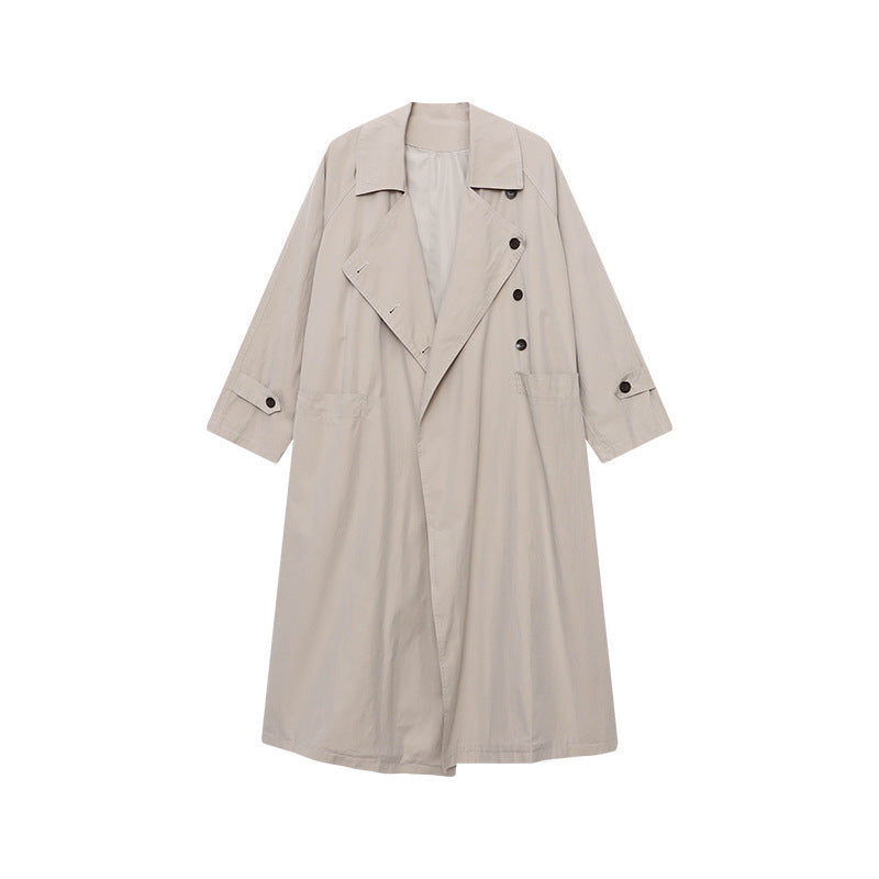 Damen eleganter Oversized Trenchcoat mit praktischen Taschen und Gürtel Drune
