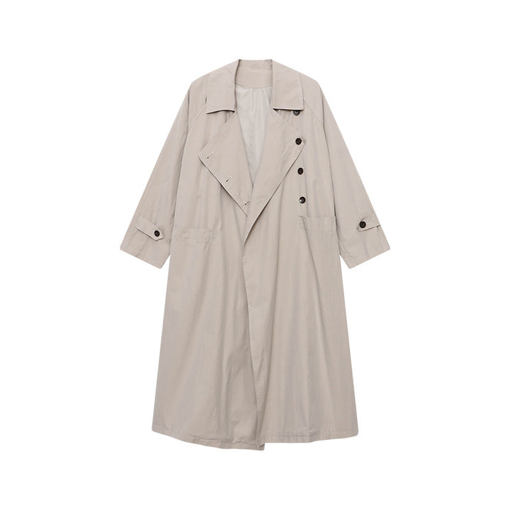 Damen eleganter Oversized Trenchcoat mit praktischen Taschen und Gürtel Drune