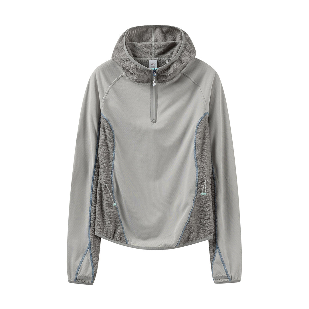 Damen Leichter Kapuzen‑Halfzip mit Sherpa‑Einsätzen und verstellbarem Saum Drune