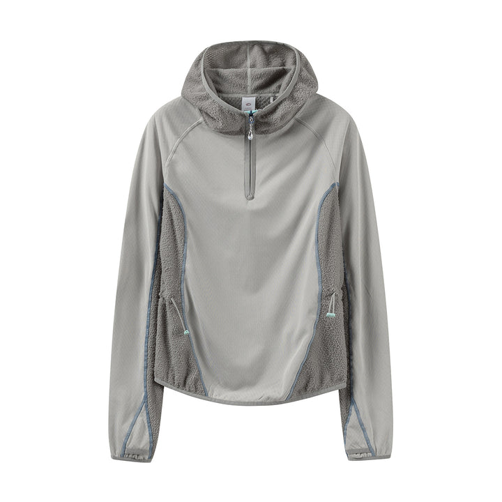 Damen Leichter Kapuzen‑Halfzip mit Sherpa‑Einsätzen und verstellbarem Saum Drune