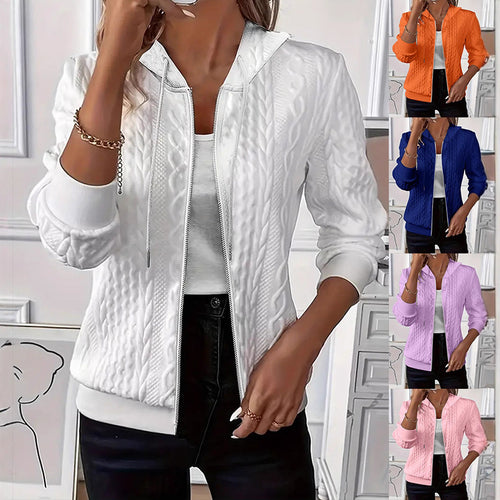 Damen Kapuzenjacke mit strukturierter Strickoptik und elastischen Bündchen Drune
