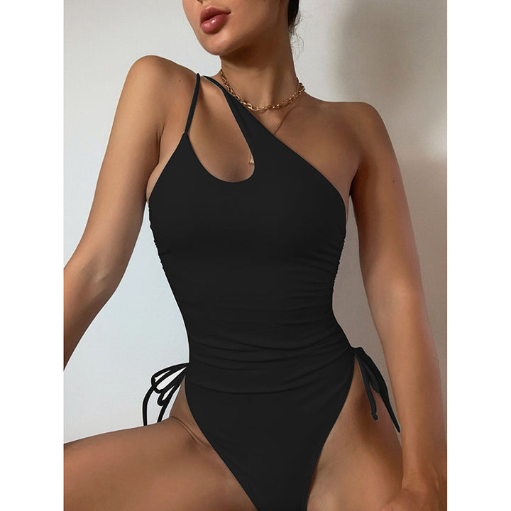 Damen Einteiler Badeanzug mit asymmetrischem Design und Rüschen Drune