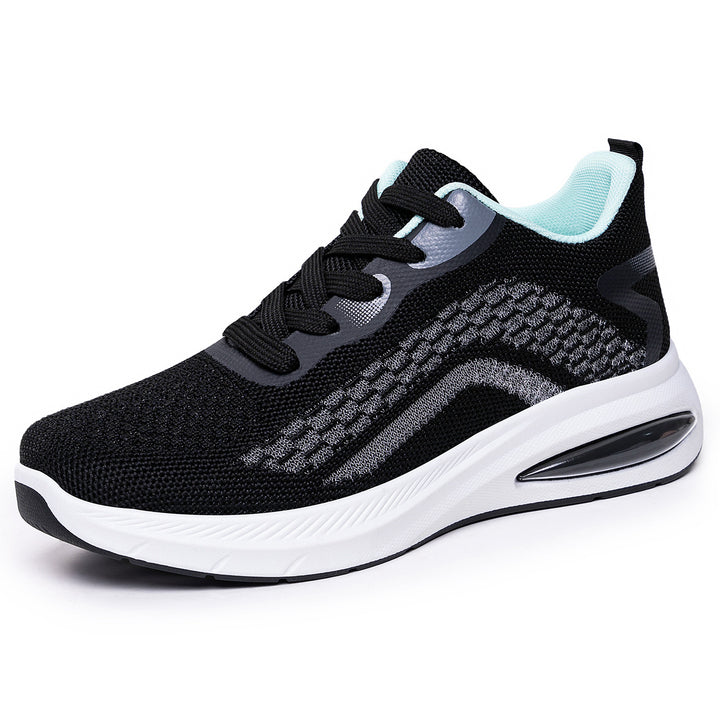 Damen nan leichte Strick-Fitness-Sneaker mit sichtbarem Luftdämpfer und reaktiver EVA-Plateau-Sohle Drune