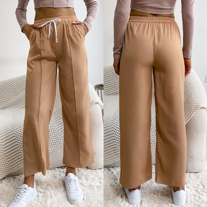 Damen Relaxed-Hose mit Elastikbund, Kordelzug und Bügelfalte Drune