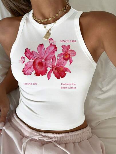Damen ärmelloses Tanktop mit fröhlichem Kirschmotiv Drune