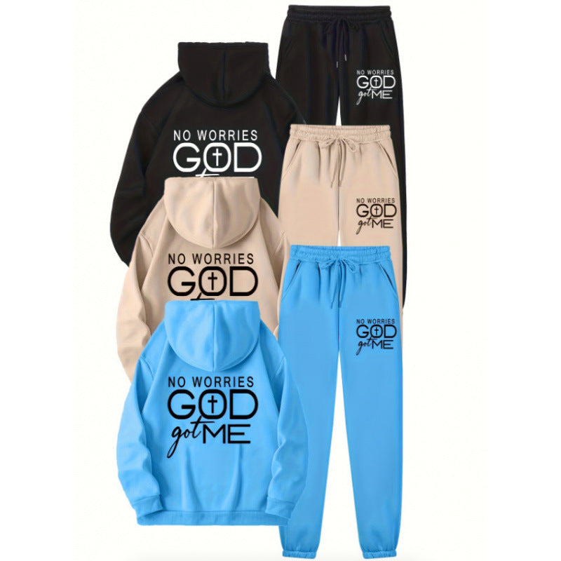 Damen Sportliches Hoodie- und Jogginghosen-Set mit inspirierendem Motiv Drune
