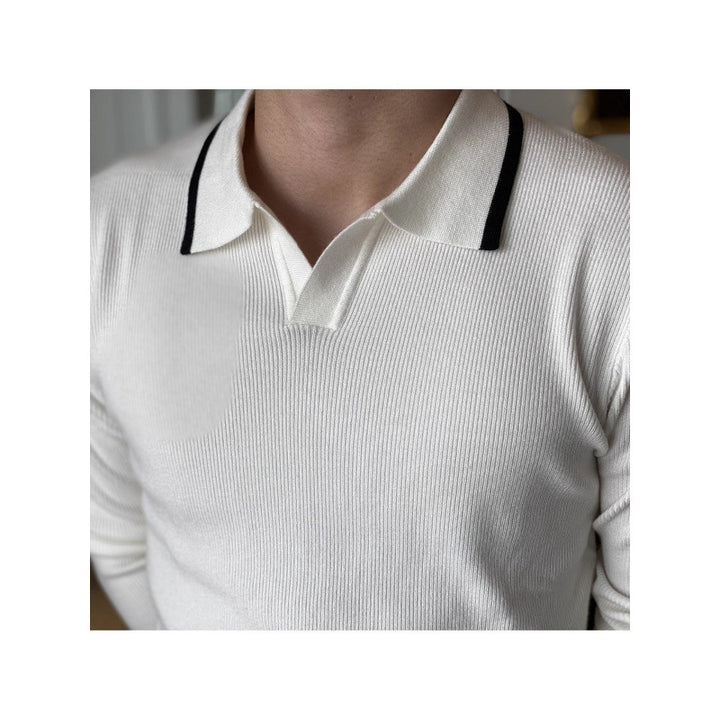 Herren Modisches Strickpullover mit Polokragen Drune