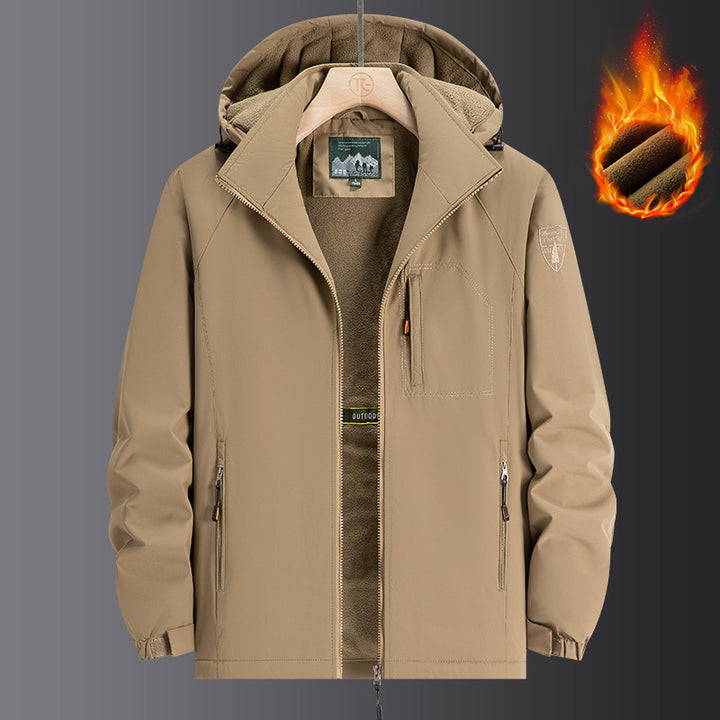 Herren Wetterfeste Softshelljacke mit durchgehendem Fleece-Innenfutter, verstellbarer Kapuze und winddichter Membran Drune