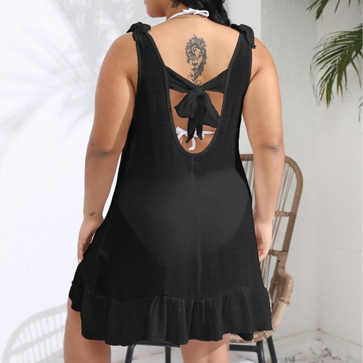 Damen lässiges Strandkleid mit Rüschensaum und Trägerdetail Drune