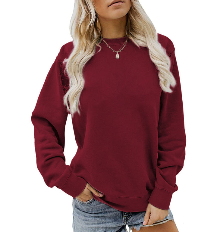 Damen nan lässiges Oversize Sweatshirt mit Rundhalsausschnitt und weichem Baumwollfleece Drune