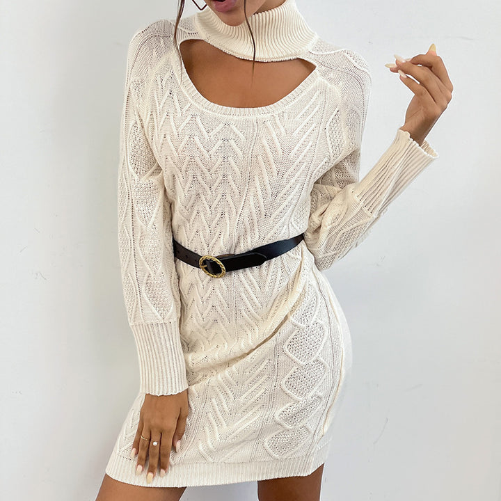 Damen Strick-Minikleid mit Cut-Out und Rollkragen Drune