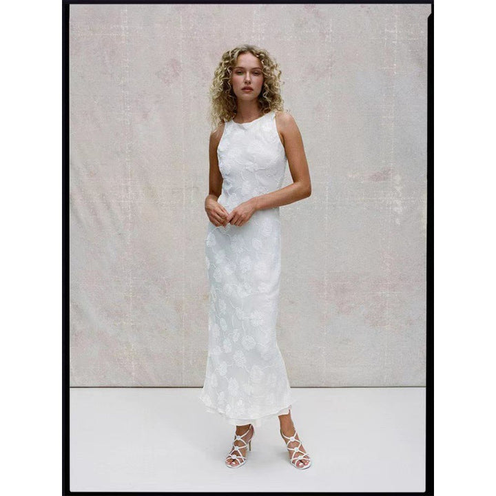 Damen Maxi-Kleid mit floralem Spitzenmuster und elegantem, schwingendem Saum Drune